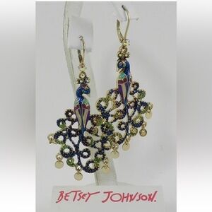 Betsey Johnson Multicolor Peacock Earrings
